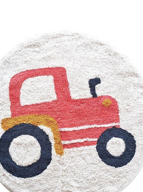 Future Home - Tapis enfant Tracteur rond en coton tufté - Kiabi