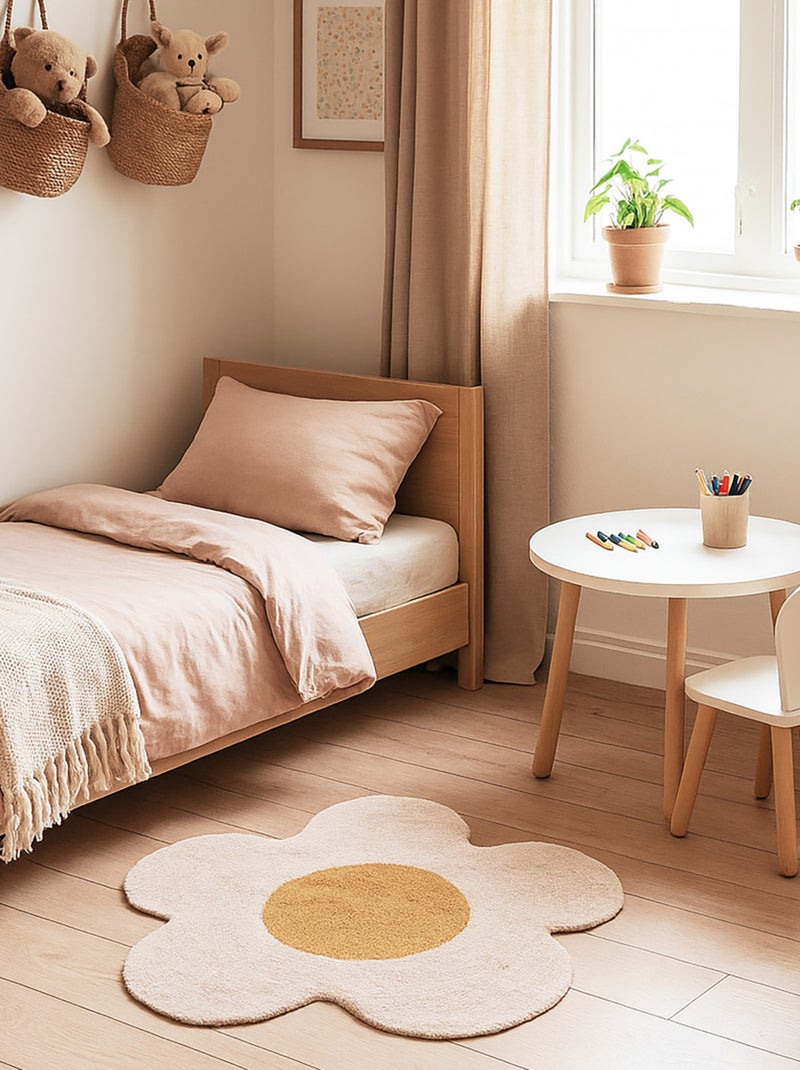 Future Home - Tapis marguerite enfant en coton tufté Rose - Kiabi