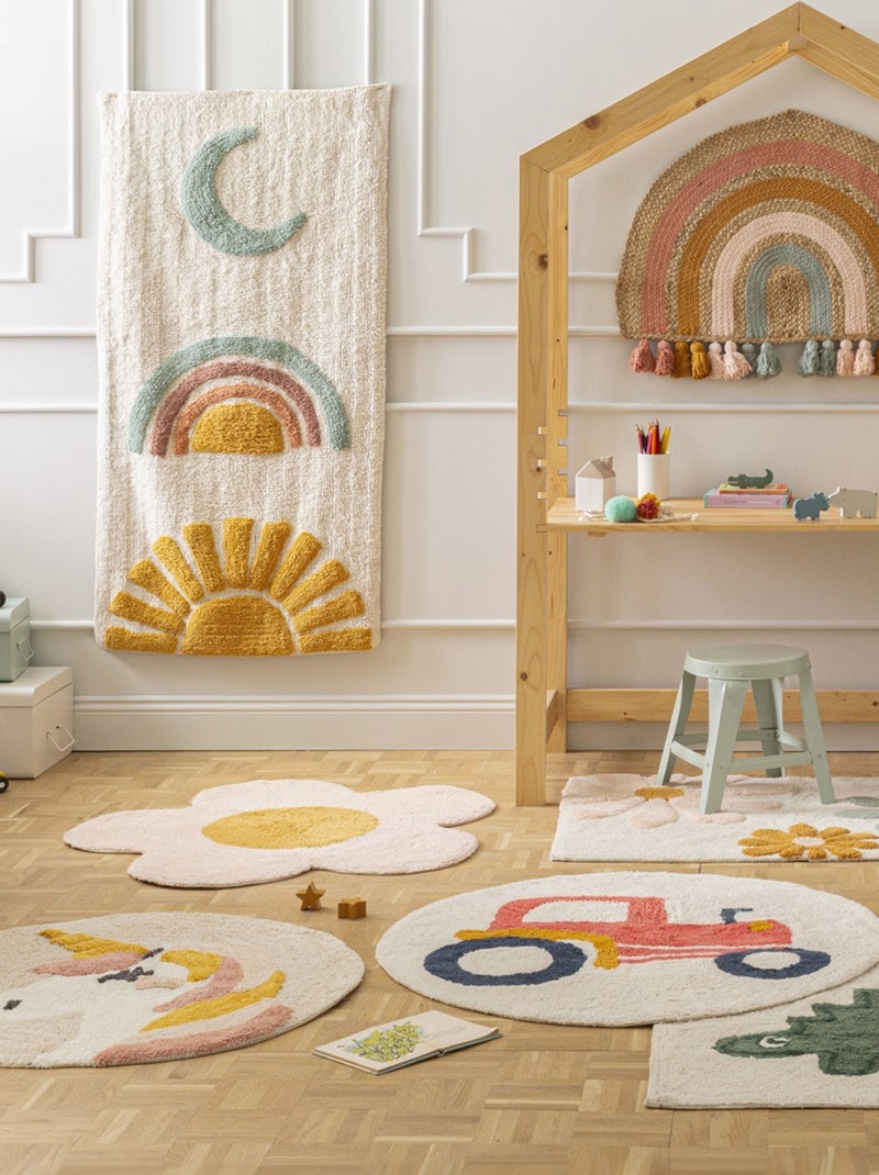 Future Home - Tapis marguerite enfant en coton tufté Rose - Kiabi