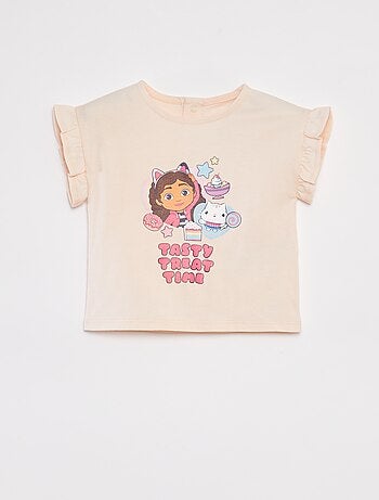 'Gabby's poppenhuis'-T-shirt met ruchemouwen