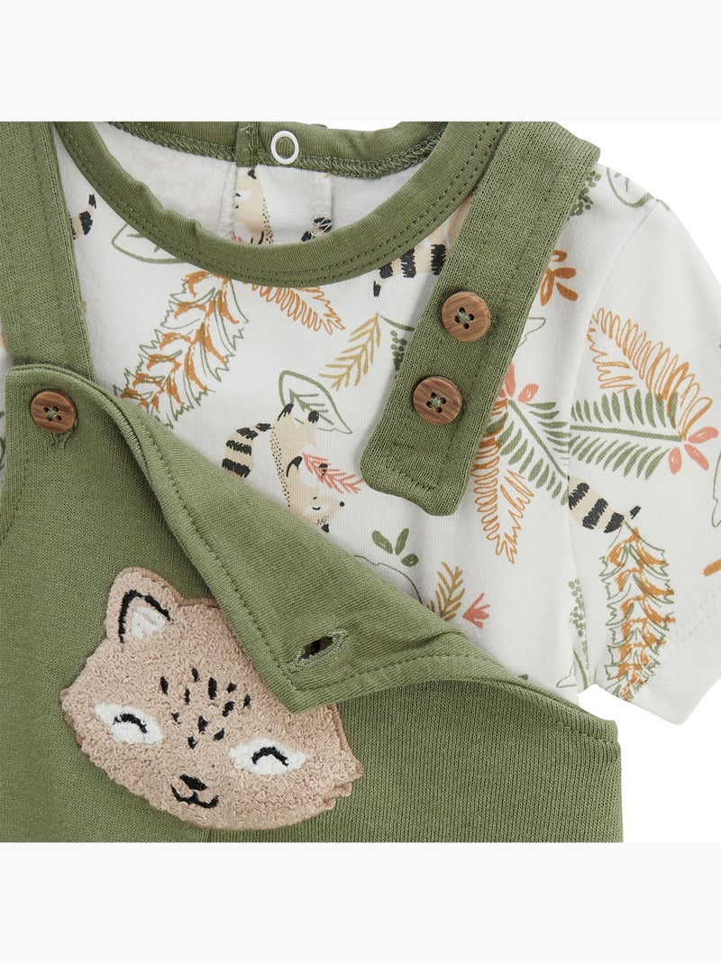 Gabin baby tuinbroek en t-shirt set Groen - Kiabi