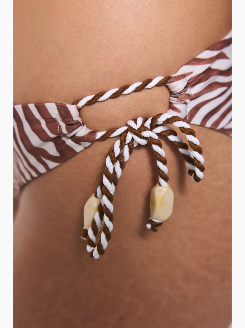 Gale bikinibroek met zebra print en v-snede penti Hazelnootbruin - Kiabi