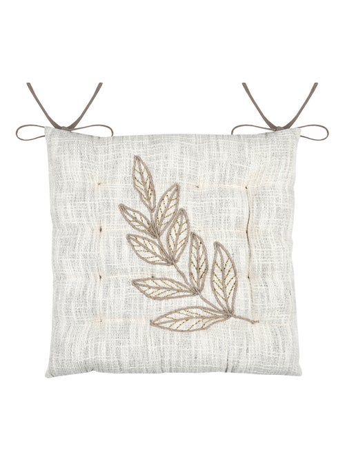 Galette de chaise feuillage - effet matière en coton brodé - Kiabi Galette de chaise feuillage - effet matière en coton brodé - Kiabi