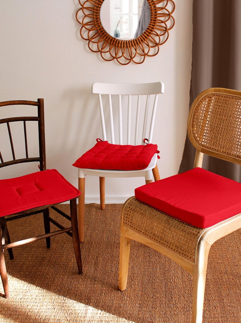 Galette de chaise piquée 16 points en coton et nouettes Rouge - Kiabi