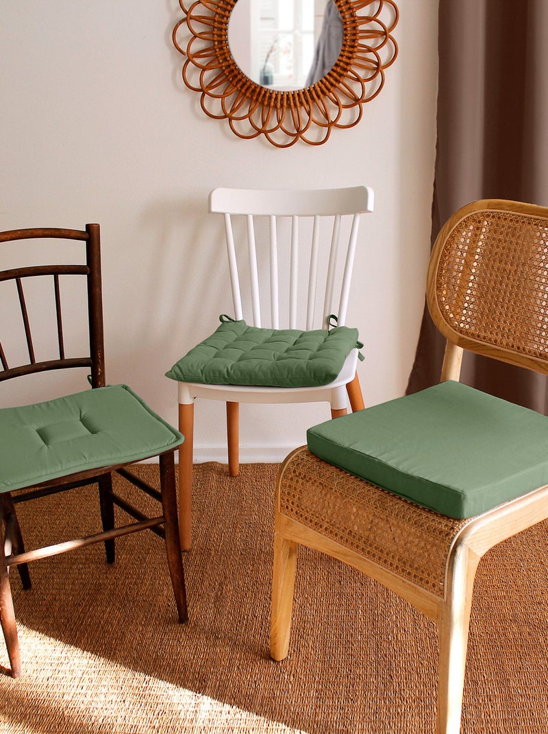 Galette de chaise piquée 16 points en coton et nouettes Vert - Kiabi