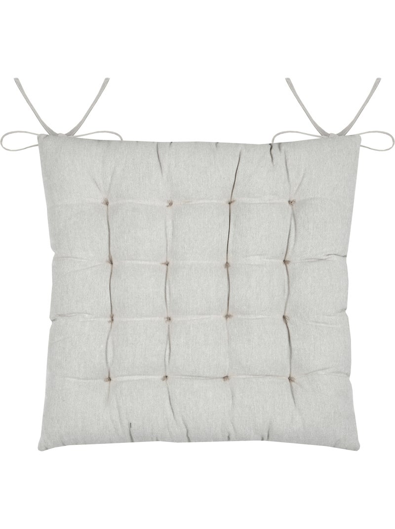 Galette de chaise polycoton matelassée 16 points avec liens Blanc - Kiabi