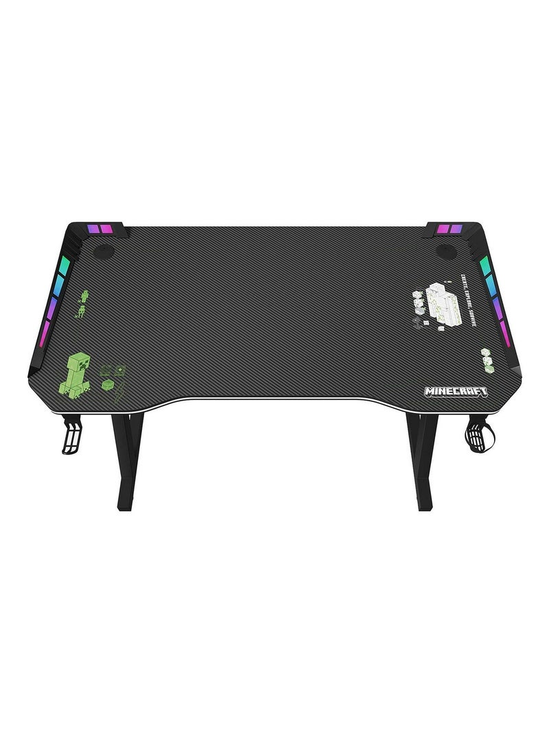 Gamebureau met LED en houder voor headset en beker 'Roba' - Minecraft Zwart Multicolor - Kiabi