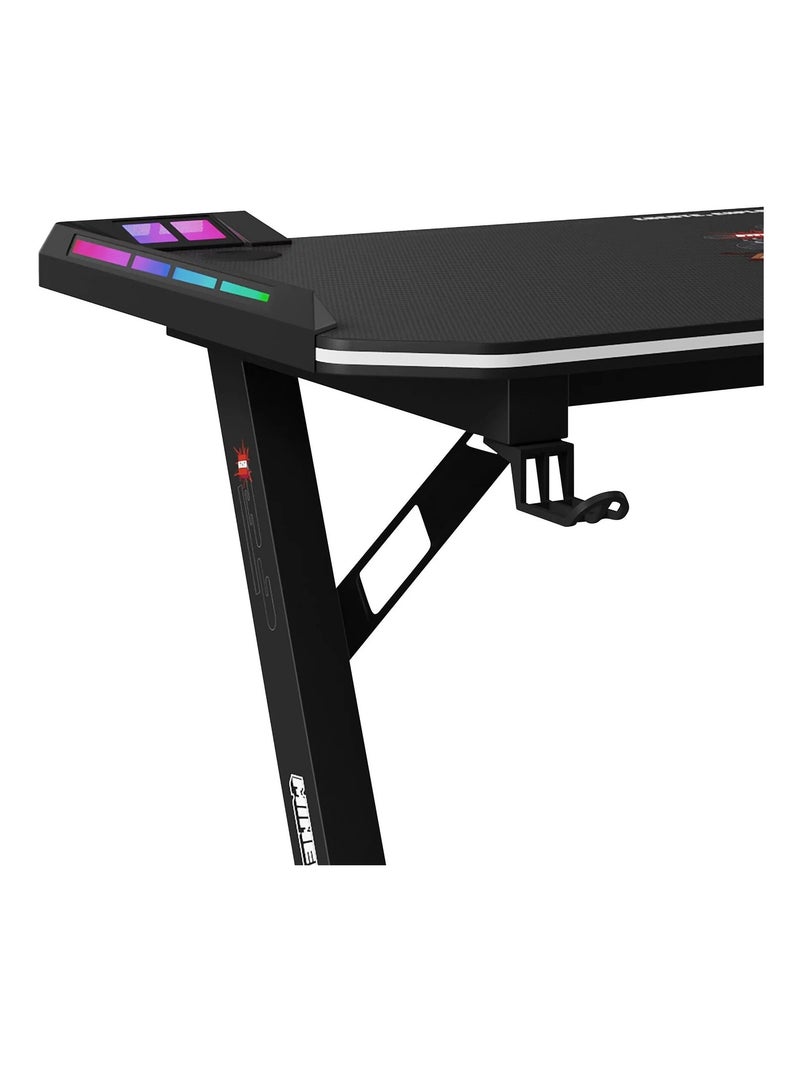 Gamebureau met LED en houder voor headset en beker 'Roba' - Minecraft Zwart Multicolor - Kiabi
