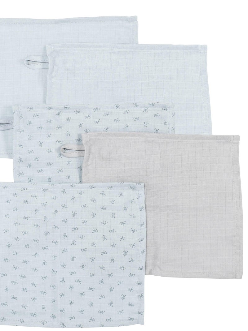 Gant de toilette en coton Bio Oekotex - Lot de 5 - ROBA 'Lil Planet' Gris Bleu ciel - Kiabi