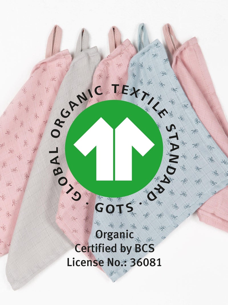 Gant de toilette en coton Bio Oekotex - Lot de 5 - ROBA 'Lil Planet' Gris Bleu ciel - Kiabi