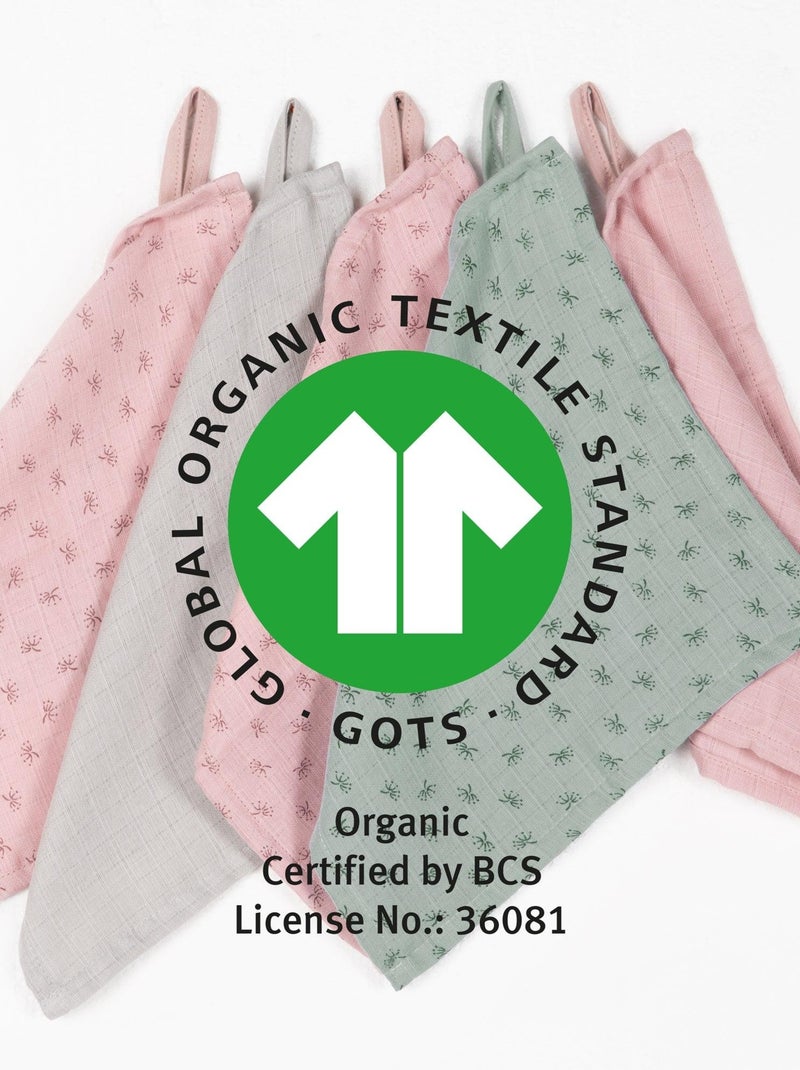 Gant de toilette en coton Bio Oekotex - Lot de 5 - ROBA 'Lil Planet' Gris Vert clair - Kiabi