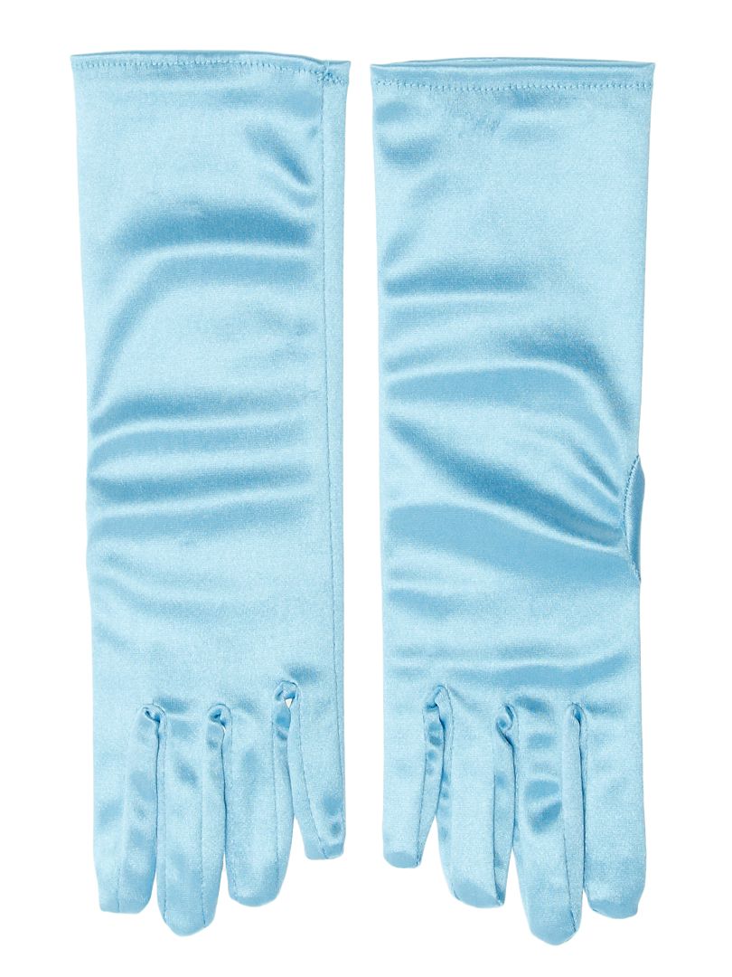 Gants Princesse Des Glaces Enfant - Satin Bleu, Taille Unique, Pour Déguisement Et Fête