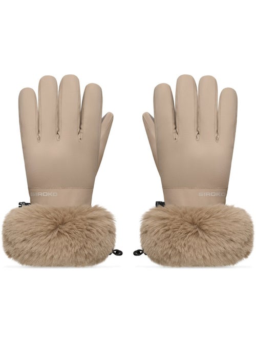 Gants de ski rétro en fausse fourrure homme et femme langlauf camel - Kiabi