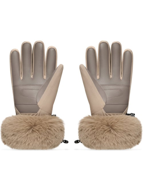 Gants de ski rétro en fausse fourrure homme et femme langlauf camel - Kiabi