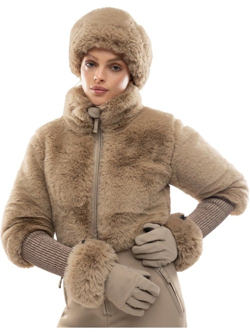 Gants de ski rétro en fausse fourrure homme et femme langlauf camel - Kiabi