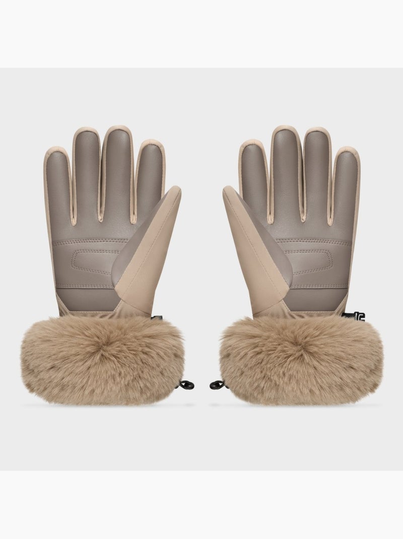 Gants de ski rétro en fausse fourrure homme et femme langlauf camel Beige - Kiabi