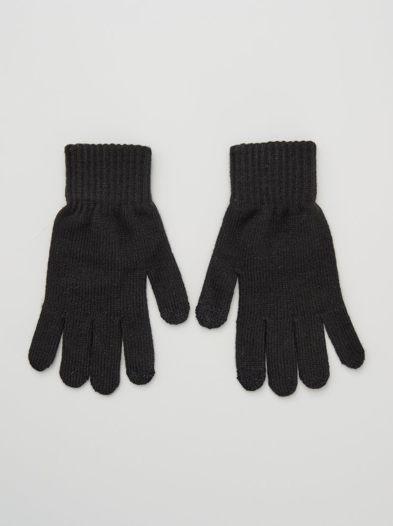 Gants en maille noir - Kiabi