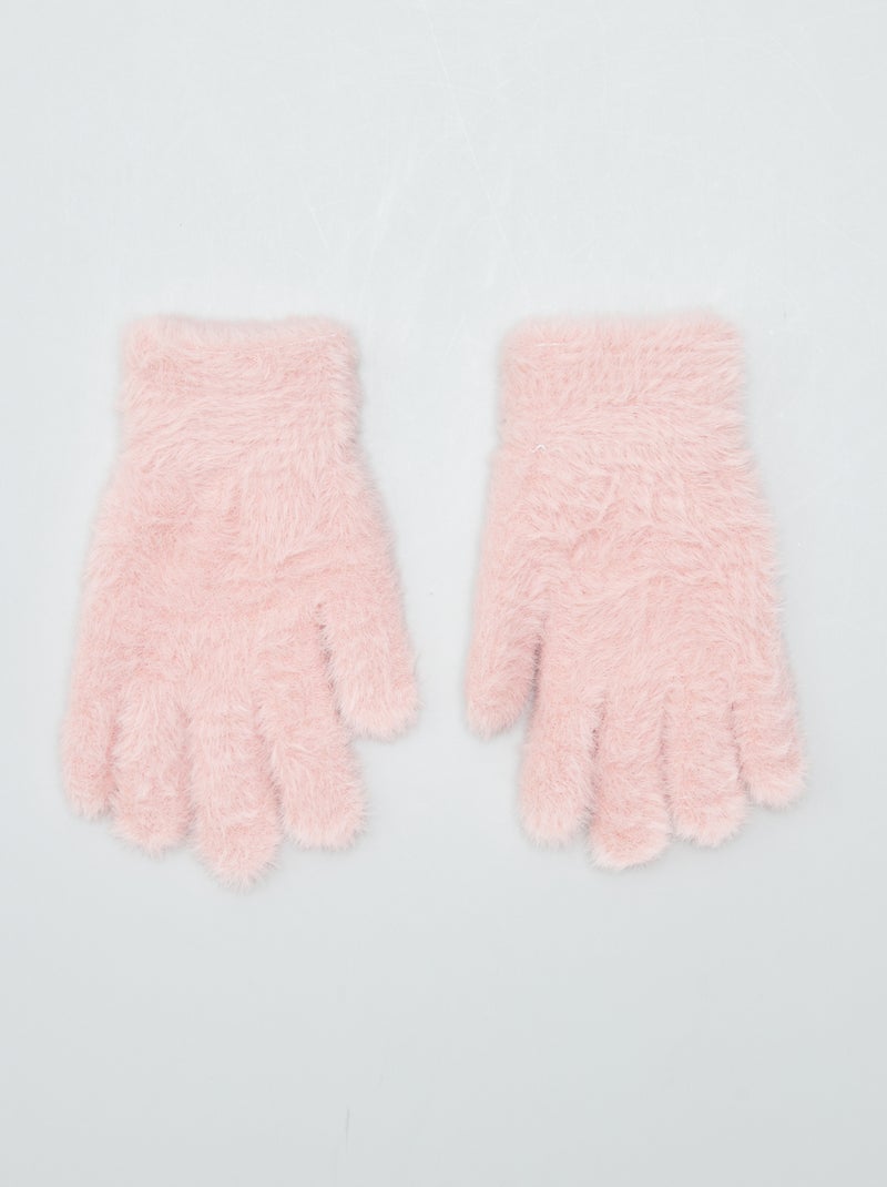 Gants en maille poilue douce Rose - Kiabi