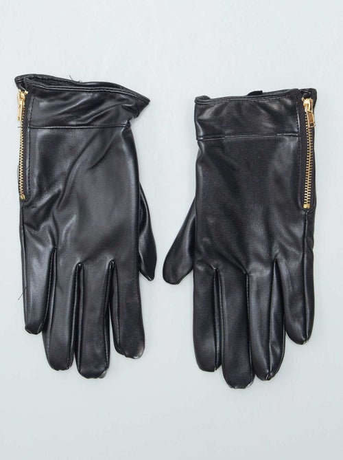 Gants en simili avec zip fantaisie - Kiabi