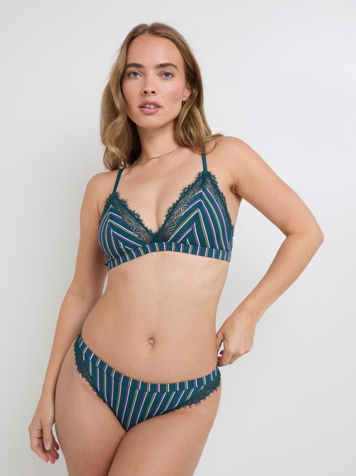 Gaston beha zonder beugel microvezel multikleur blauw - Kiabi