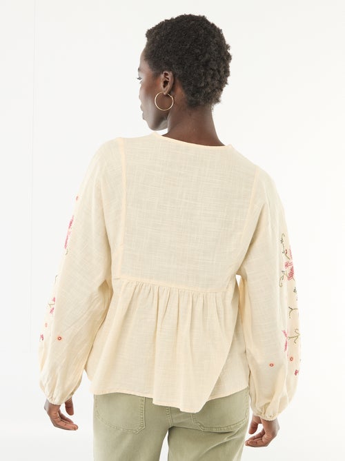 Gebloemde blouse met borduursel - Kiabi