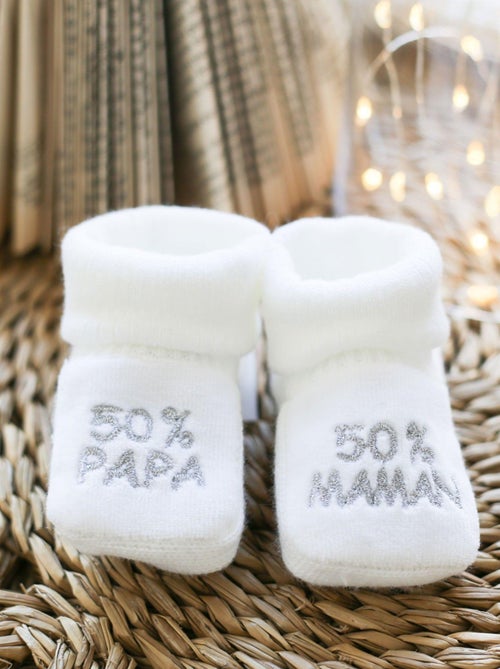 Geboorte slofjes - boodschap: 50% mama 50% papa - Kiabi