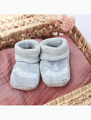 Geboorte slofjes - boodschap maman d'amour