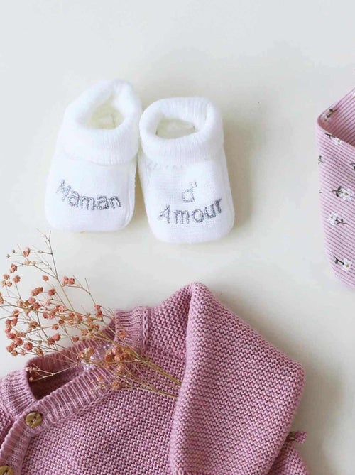 Geboorte slofjes - boodschap maman d'amour - Kiabi