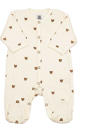 Geboorteset moka beer - 6-delige babyoutfit