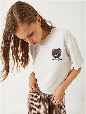 Geborduurd cropped t-shirt met ronde hals lucci
