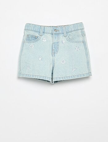 Geborduurd denim short