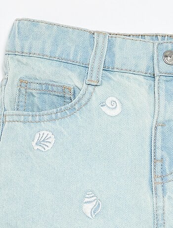 Geborduurd denim short