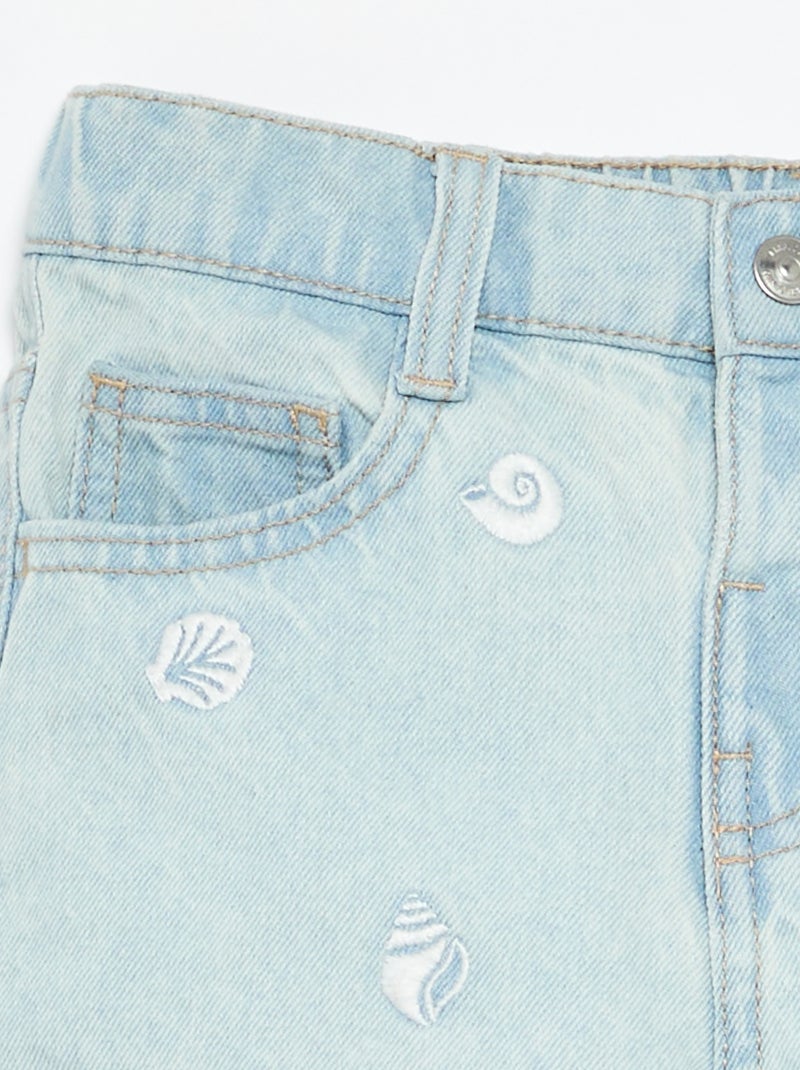Geborduurd denim short Blauw - Kiabi