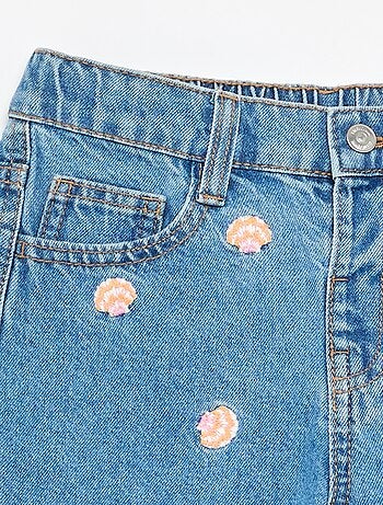 Geborduurd denim short