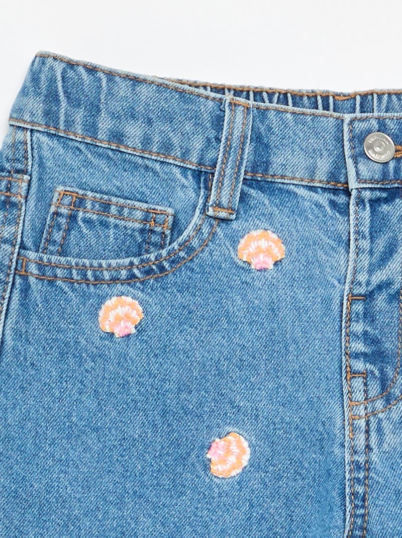 Geborduurd denim short Blauw - Kiabi