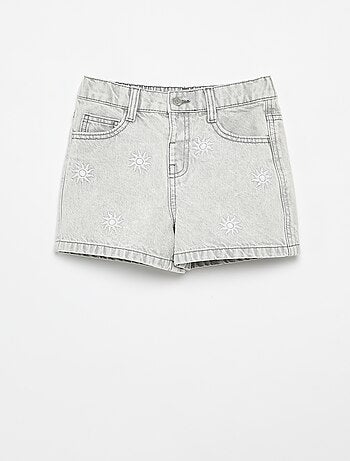 Geborduurd denim short
