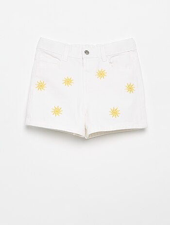 Geborduurd denim short