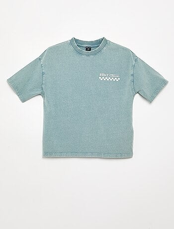 Geborduurd en bedrukt T-shirt met korte mouwen
