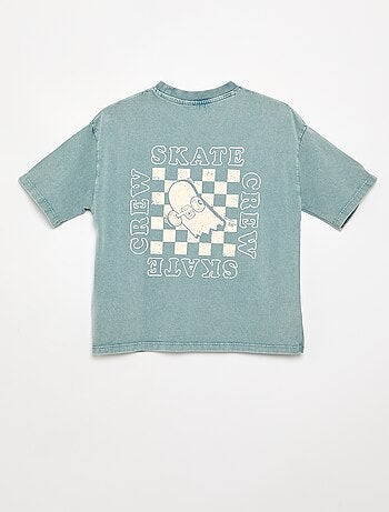 Geborduurd en bedrukt T-shirt met korte mouwen
