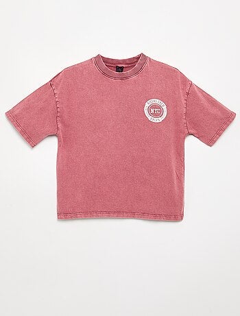 Geborduurd en bedrukt T-shirt met korte mouwen
