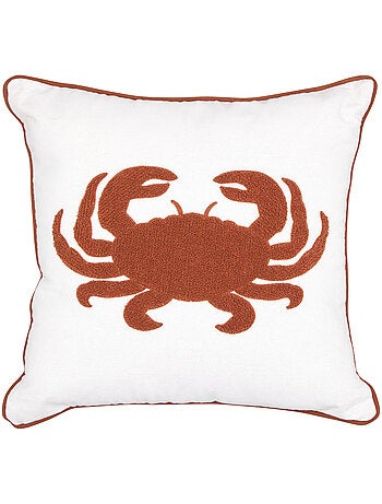 Geborduurd katoenen kussen in de vorm van een krab