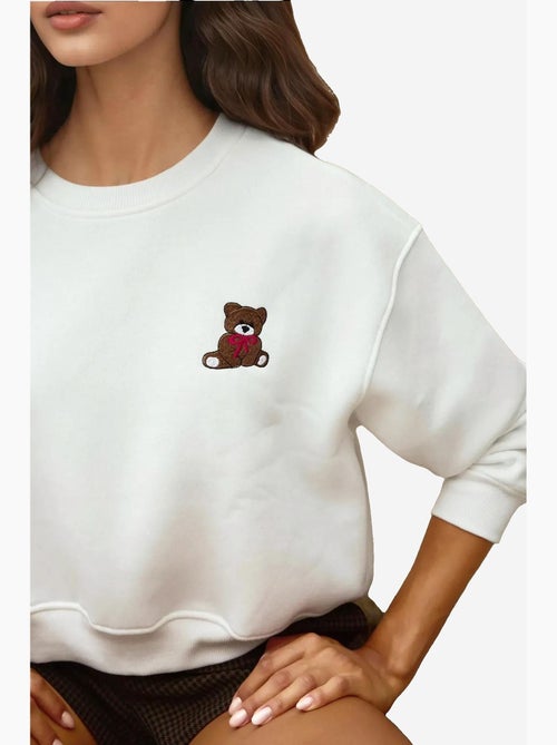 Geborduurd, relaxed fit katoenen sweatshirt hiccup - Kiabi