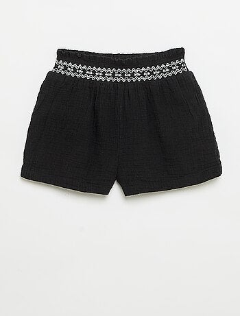 Geborduurd short van katoengaas