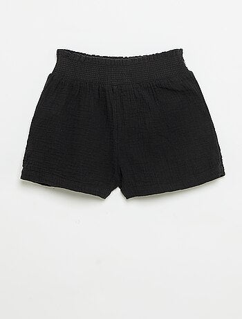 Geborduurd short van katoengaas