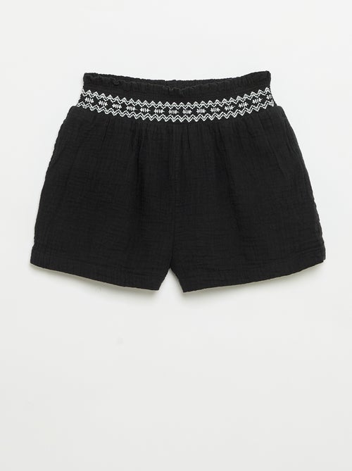 Geborduurd short van katoengaas - Kiabi