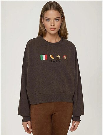 Geborduurd sweatshirt met ronde hals hiccup