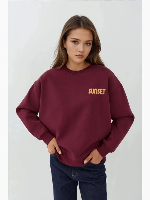 Geborduurd sweatshirt met ronde hals hiccup - Kiabi