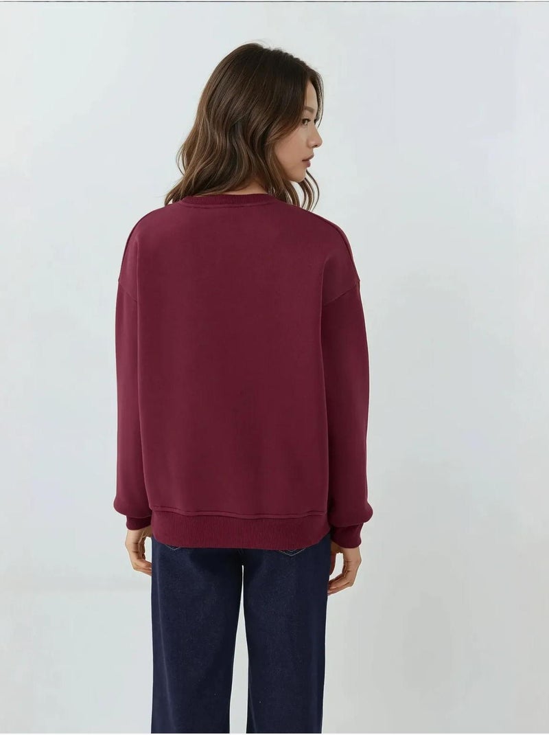 Geborduurd sweatshirt met ronde hals hiccup Kasjmierrood - Kiabi