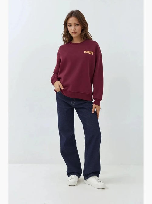 Geborduurd sweatshirt met ronde hals hiccup - Kiabi