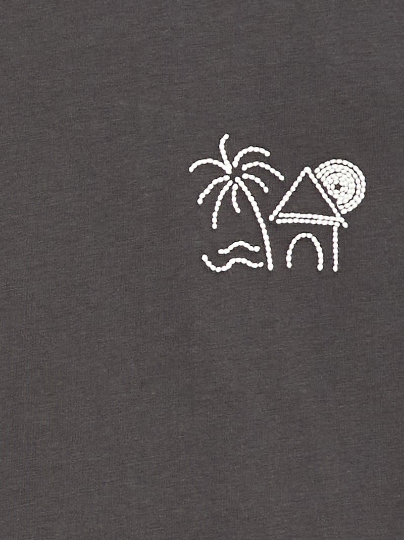 Geborduurd T-shirt met korte mouwen Grijs - Kiabi